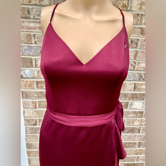 NWOTs Burgundy Asymmetrical Ruffle Celebrate DB Studio Goth Formal Prom Dress - Picture 5 of 11
